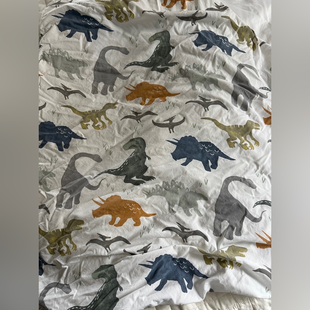 Little Unicorn Percale Crib Sheet (Dino Friends) Two Sheets
